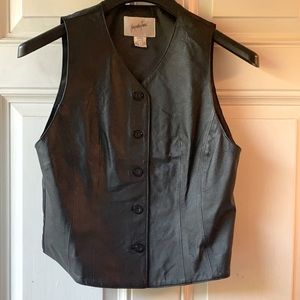 Vintage Jacqueline Ferrar black leather vest.